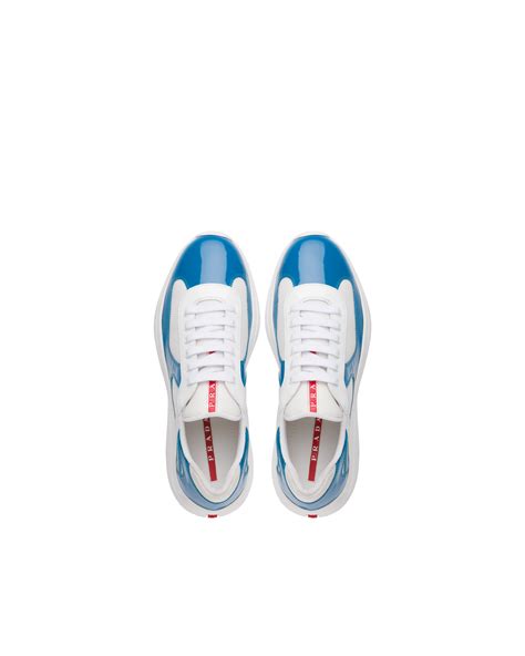 prada special white shoes blue stripes|prada shoes white sneakers.